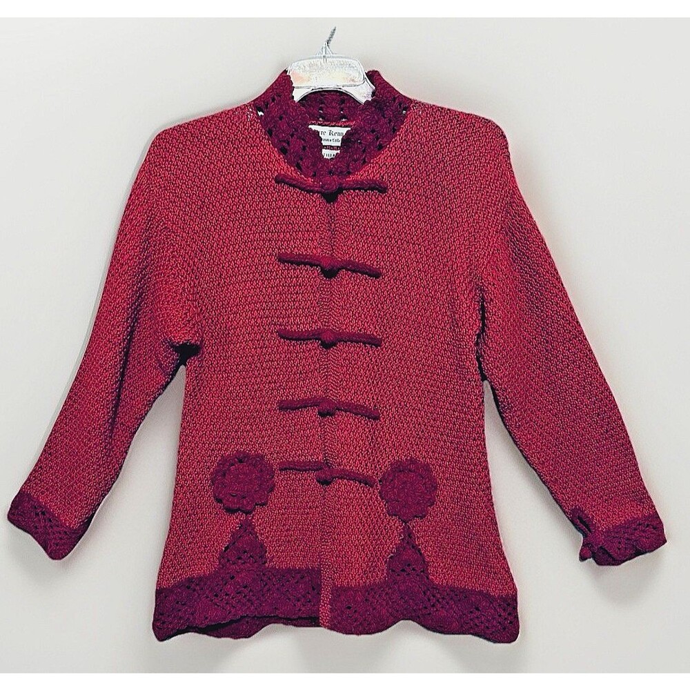 Claire Kennedy Cardigan Sweater Crochet Cottage Women's Large Heritage Victorian